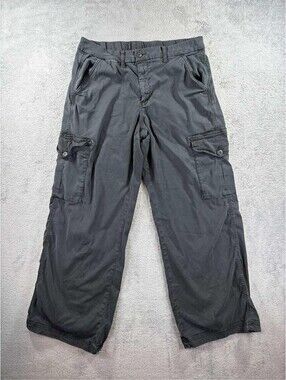 American Eagle Womens Cargo Pants Gray Stretch Utility Baggy Wide Leg